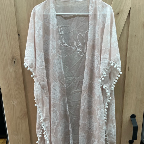 Wedding Favorites Bride Pom Pom Light Pink Print Swim Coverup - Picture 2 of 5